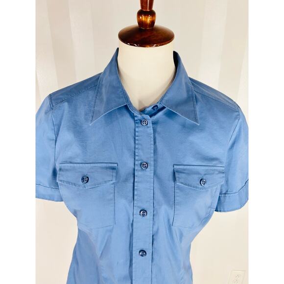 NEW YORK & CO Women’s Blue Button Up Top Sz M - Picture 5 of 9
